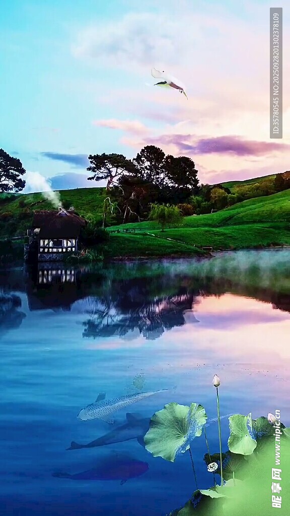 湖畔黄昏美景