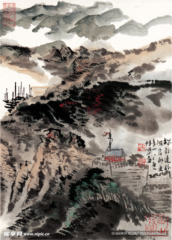 水墨山水国画意境图