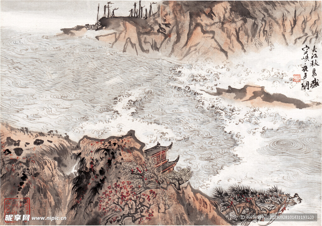 水墨山水国画意境图