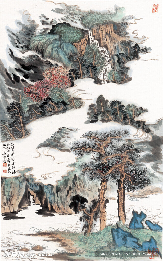 水墨山水国画风景图