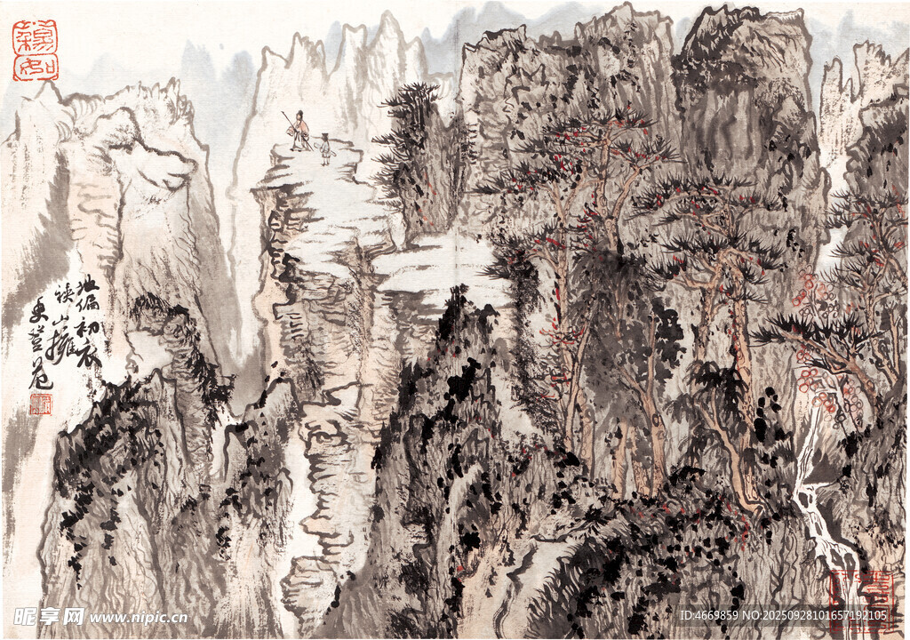 水墨山水国画作品