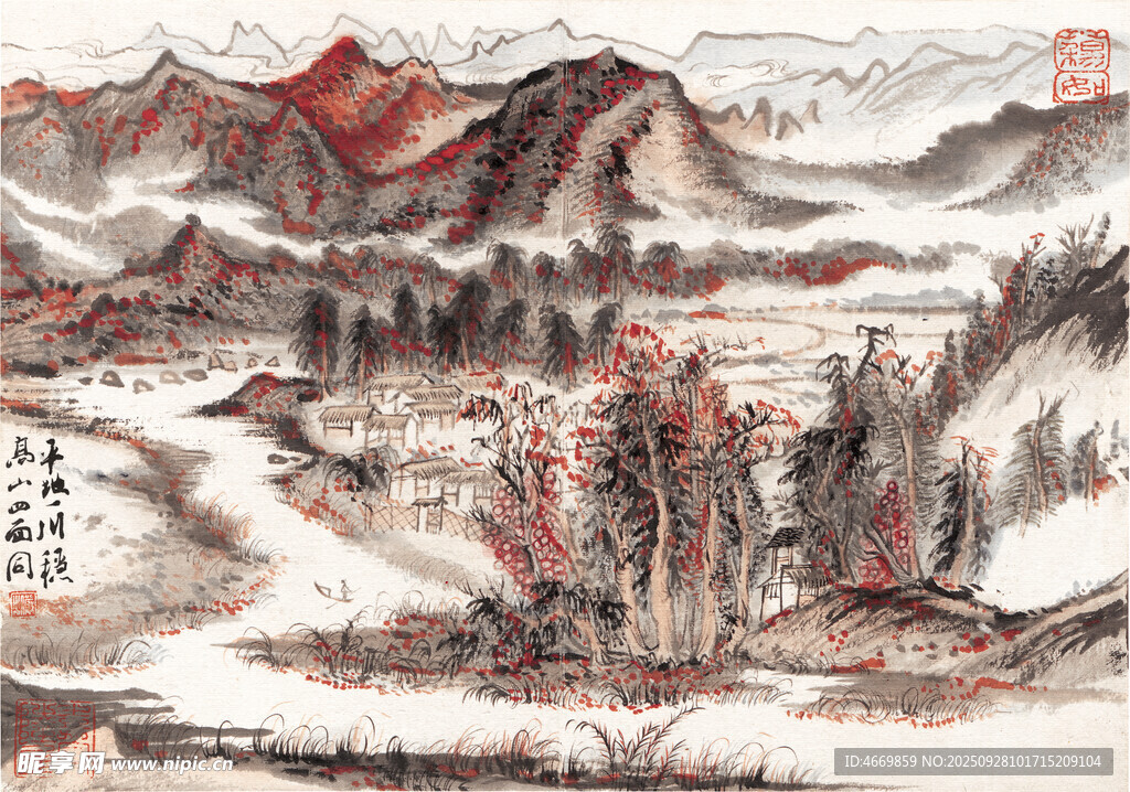 水墨山水雪景图