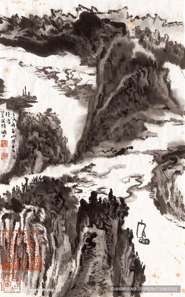 水墨山水国画作品