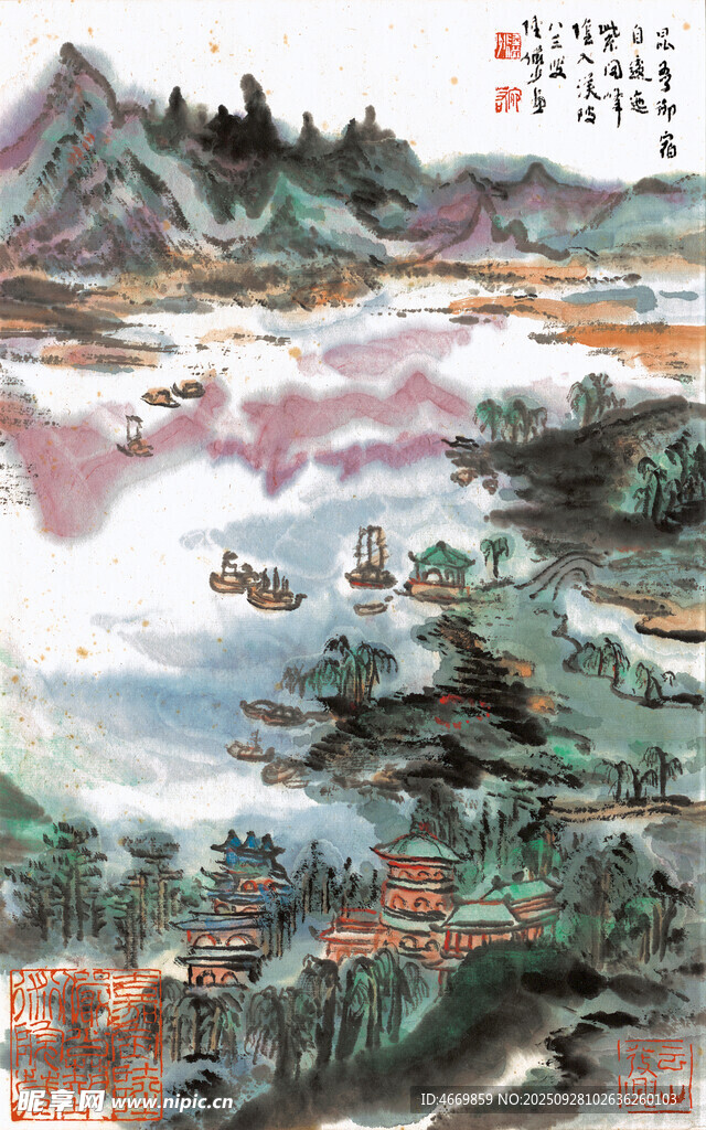 水墨山水国画意境图