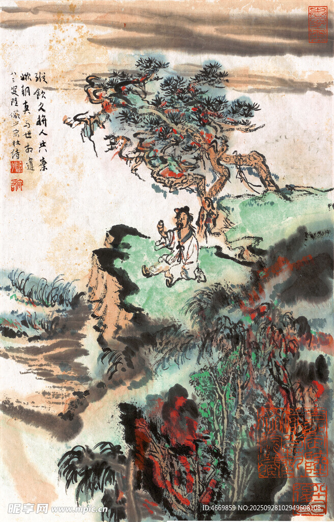 水墨山水国画风景图
