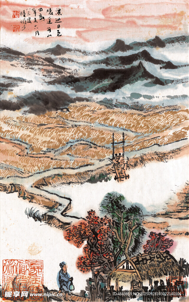 古代战争场景国画作品