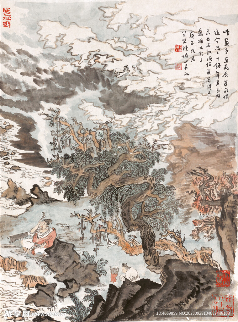 水墨山水国画风景图