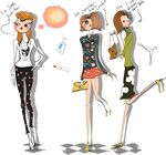 时尚女性穿搭手绘插画