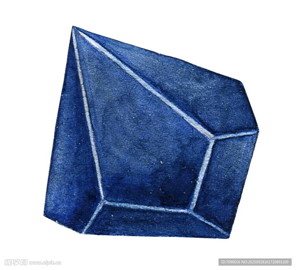 蓝色几何水晶插画