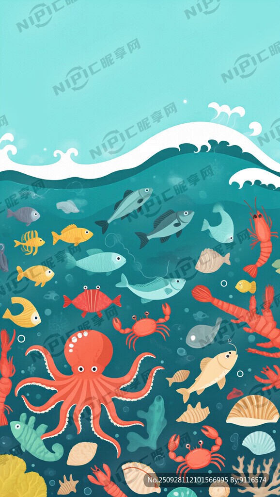 深海 海洋 海浪 海鲜 鱼 虾
