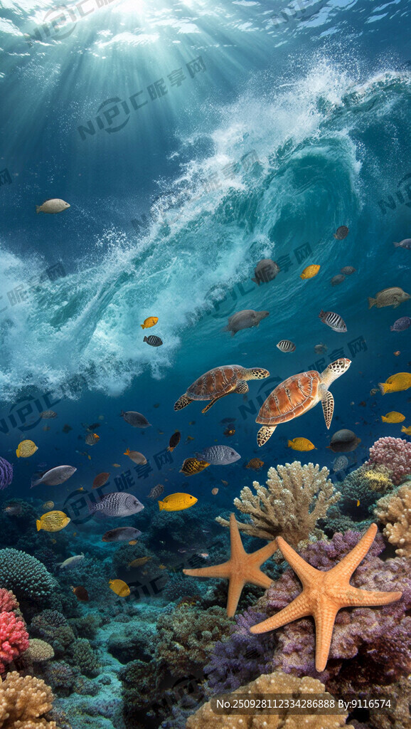 海洋 深海 海浪 各种海洋生物