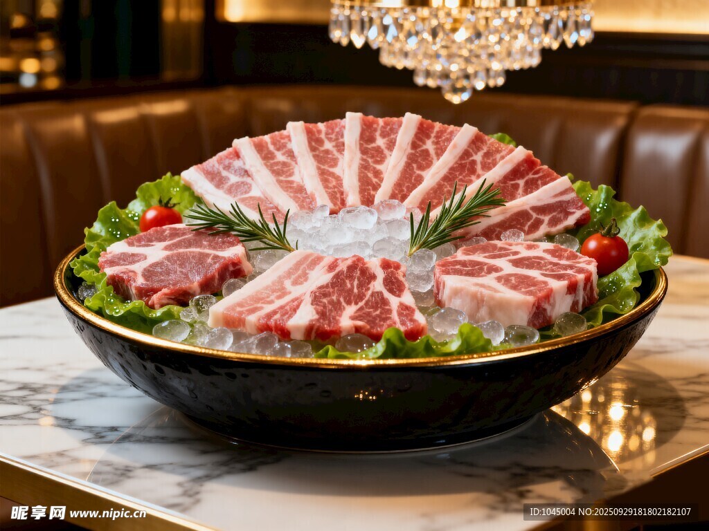 精致摆盘的美味鲜切肉块