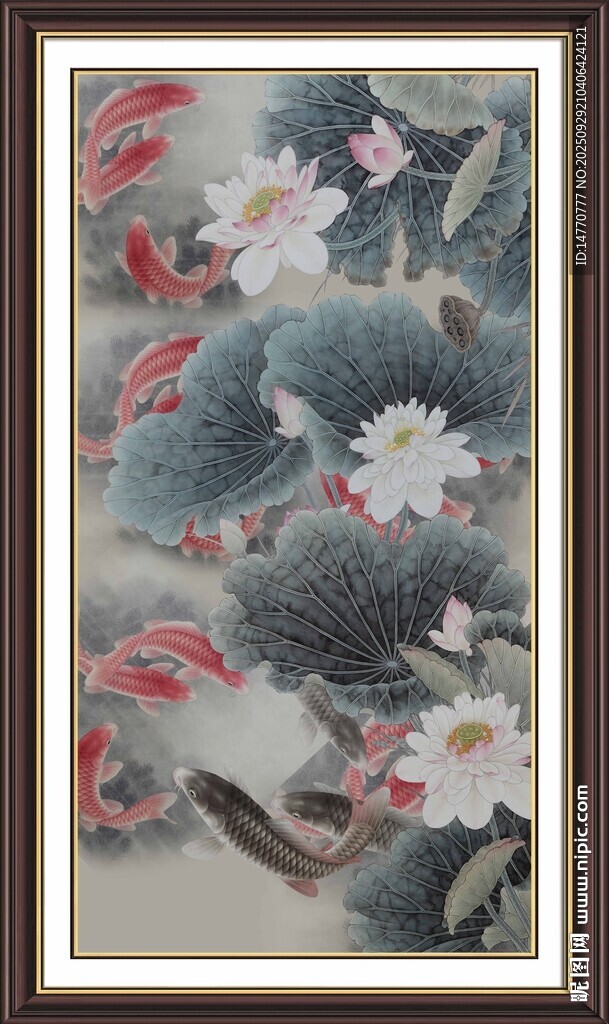 中式荷花装饰画