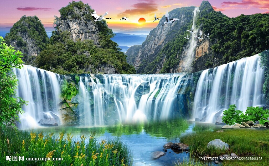 招财山水画 