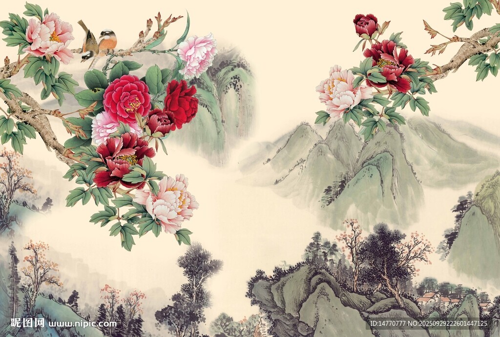 花鸟山水中式古典装饰画