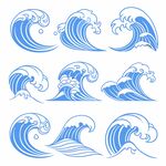 蓝色海浪图案