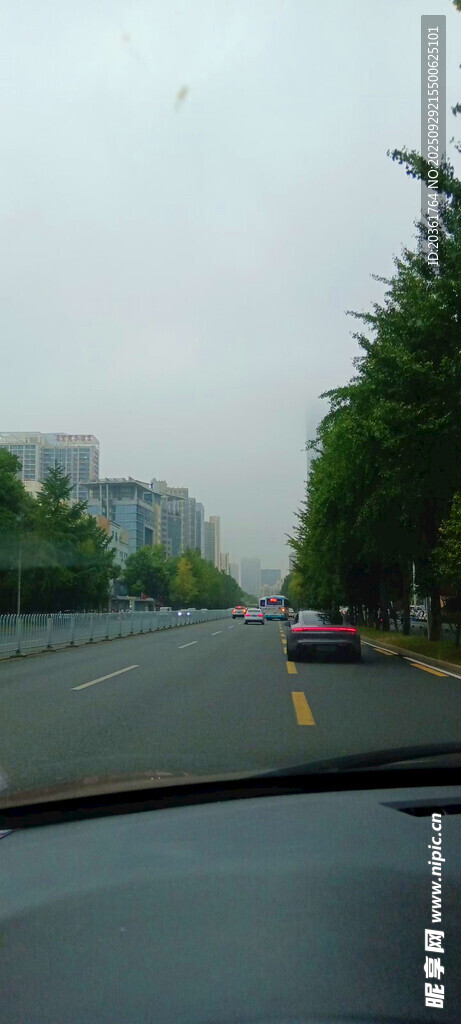 车内视角的道路风景