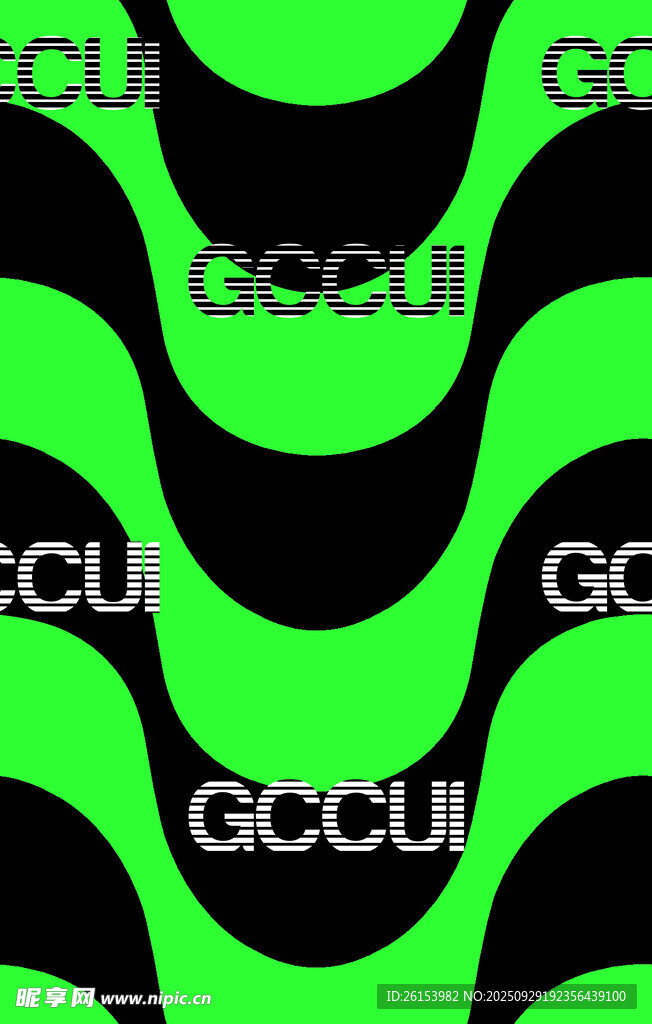 绿色波浪纹GCCI图案