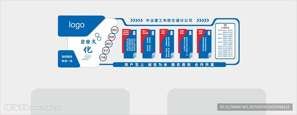 文化墙 蓝色科技风数据展示图表