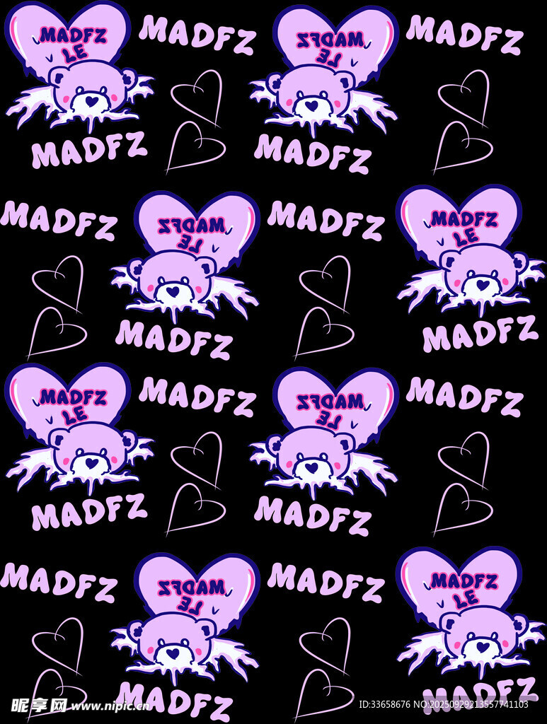 紫色爱心MADYZ图案背景