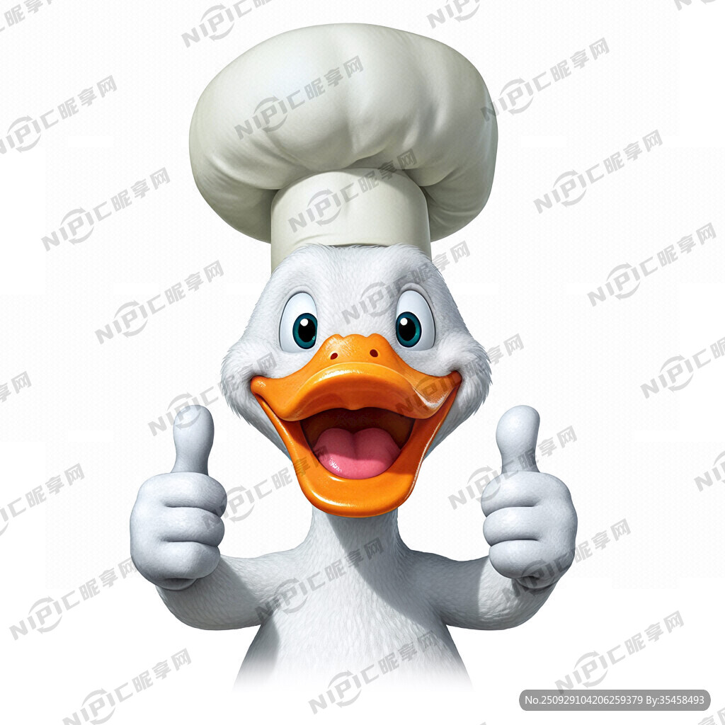 带厨师帽的鸭子 双手拇指