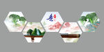餐饮墙面六边形装饰画组合
