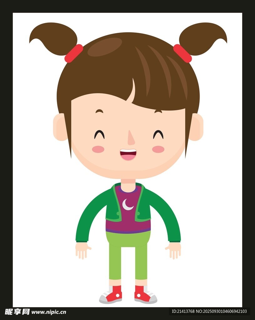 扎双马尾的可爱小女孩