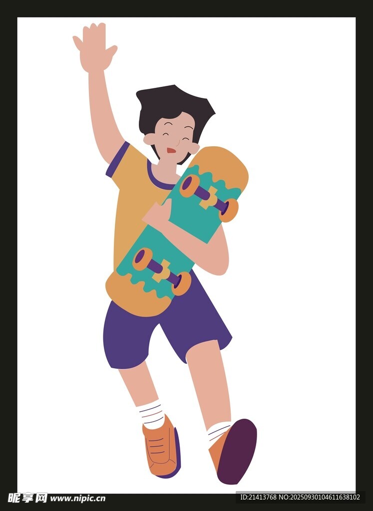 跳跃的滑板少年