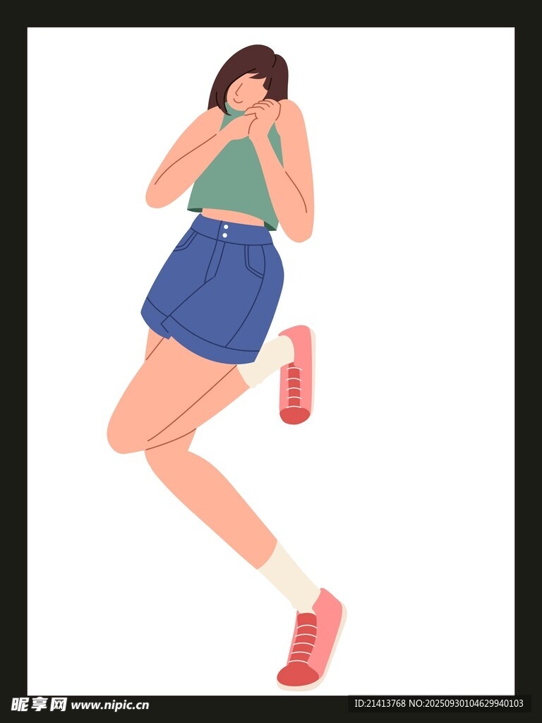 跳跃的时尚女孩