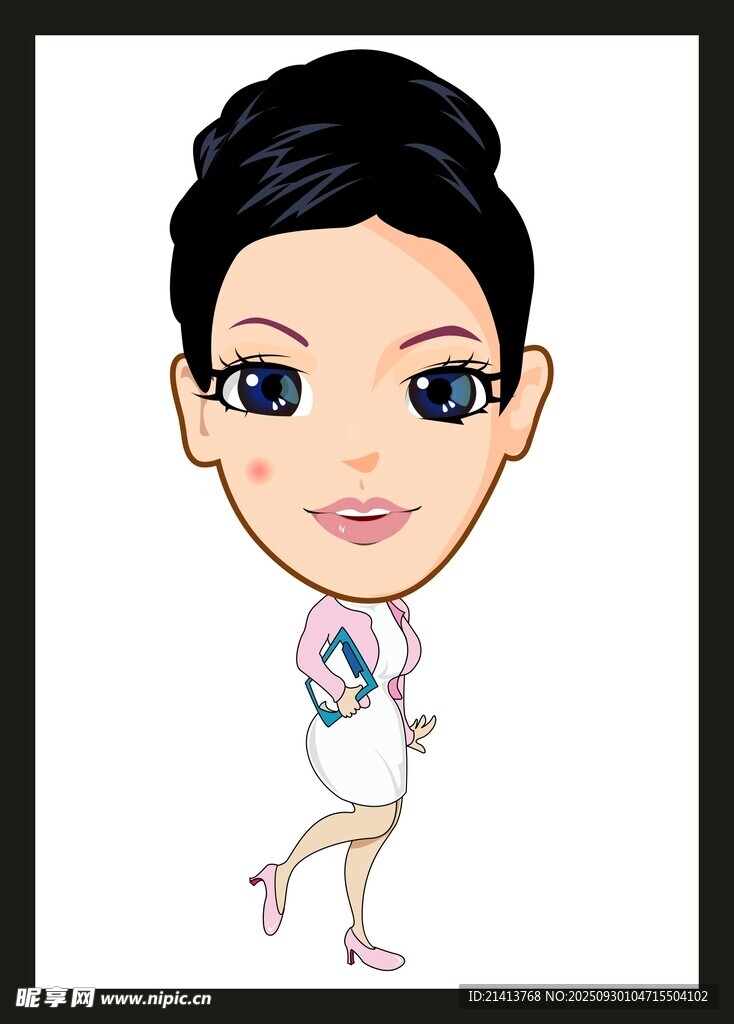 卡通风格女性形象插画