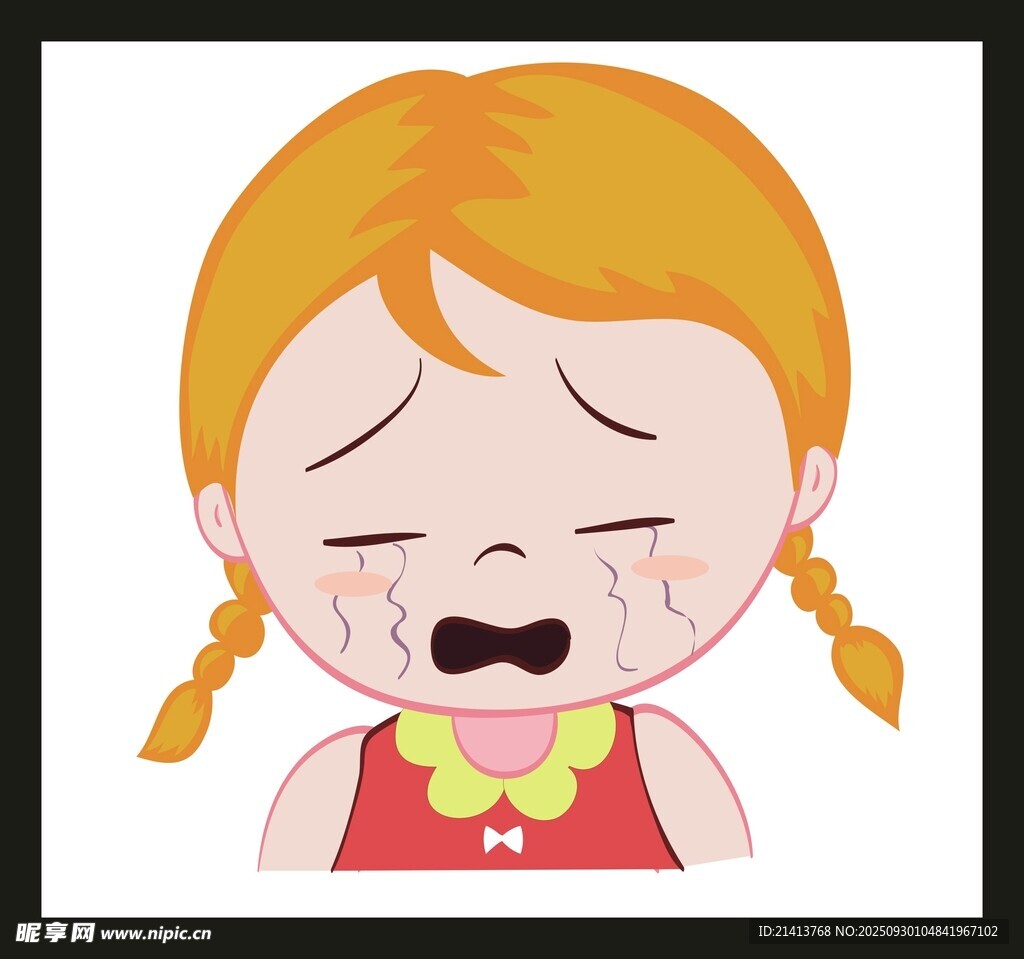 哭泣的双马尾小女孩