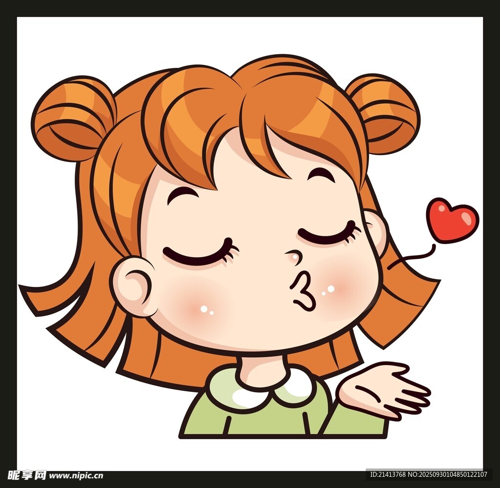 吹爱心的俏皮女孩