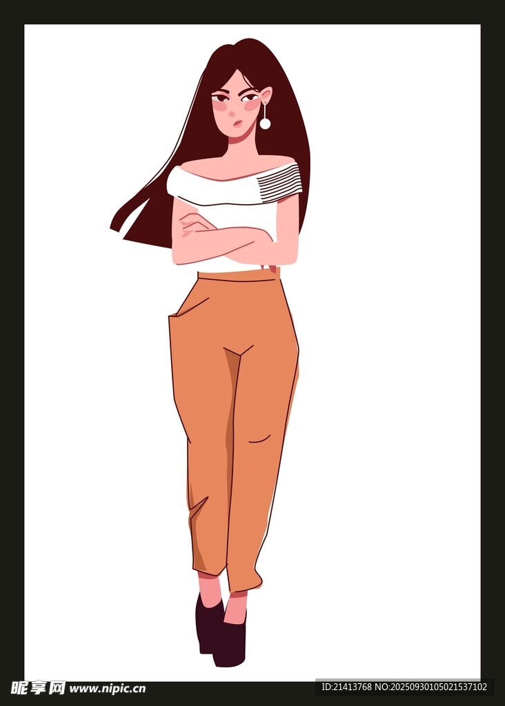 时尚休闲风女孩插画