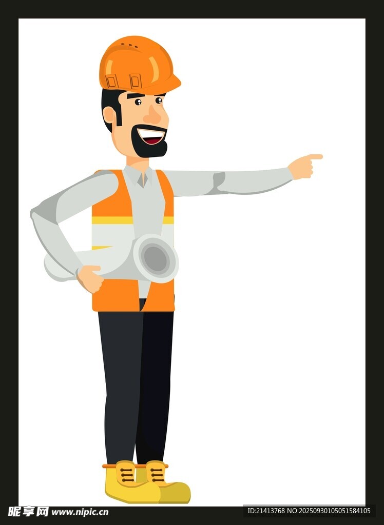 建筑工人指向示意