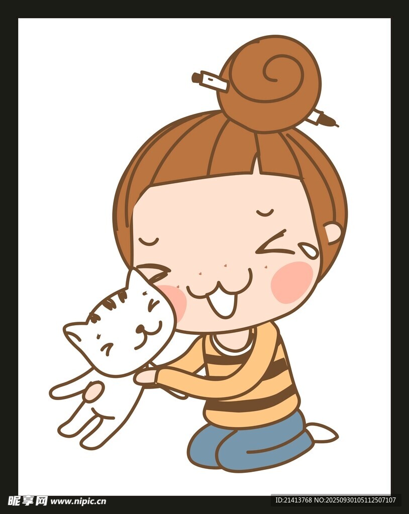女孩与猫咪的温馨瞬间