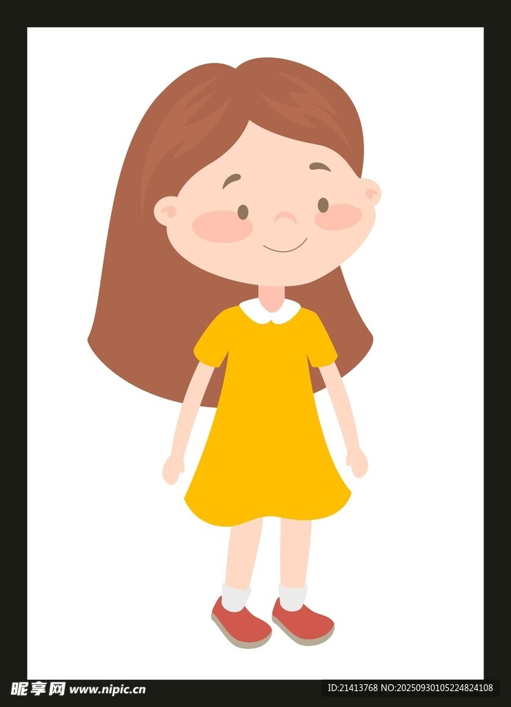 穿黄裙的微笑小女孩