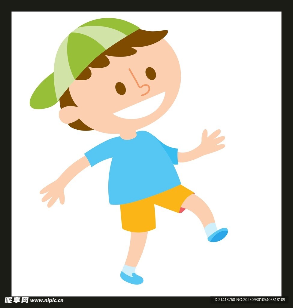 戴帽男孩欢快起舞