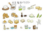 多样大豆制品插画展示