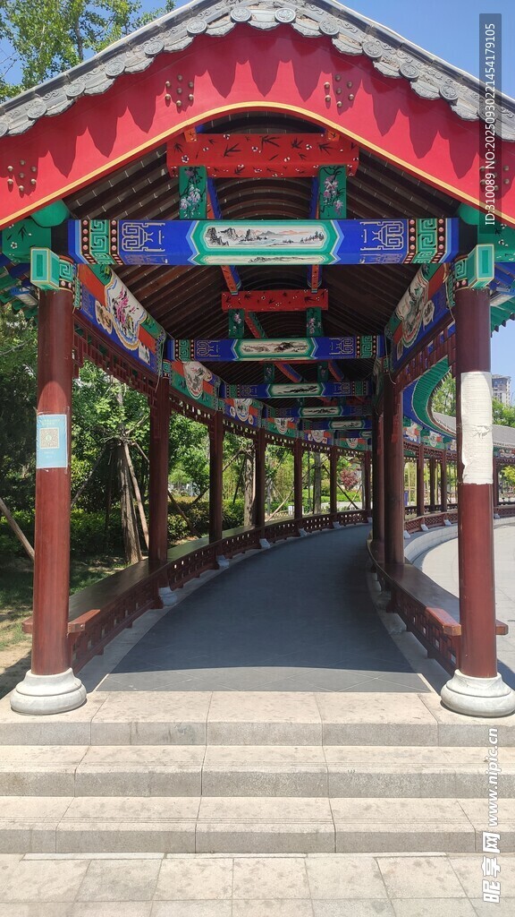 中式长廊建筑景观