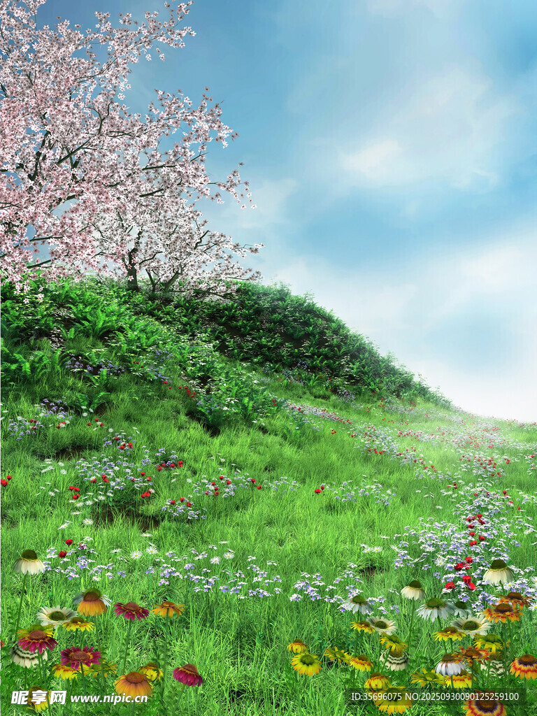 春日繁花绿地美景