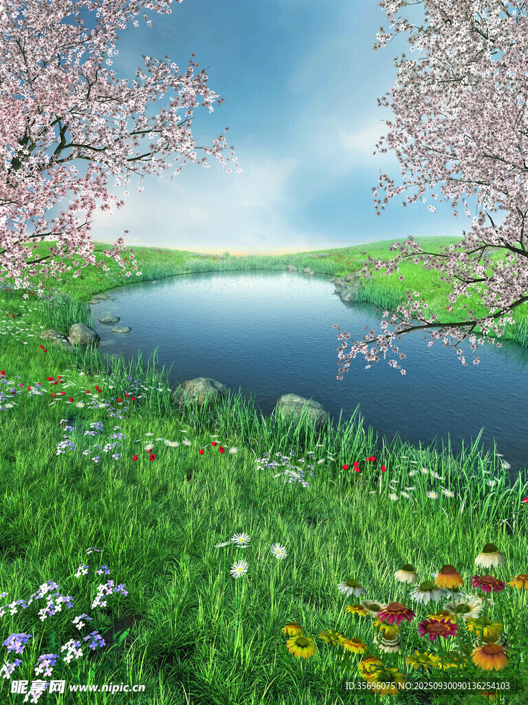 春日湖畔繁花美景
