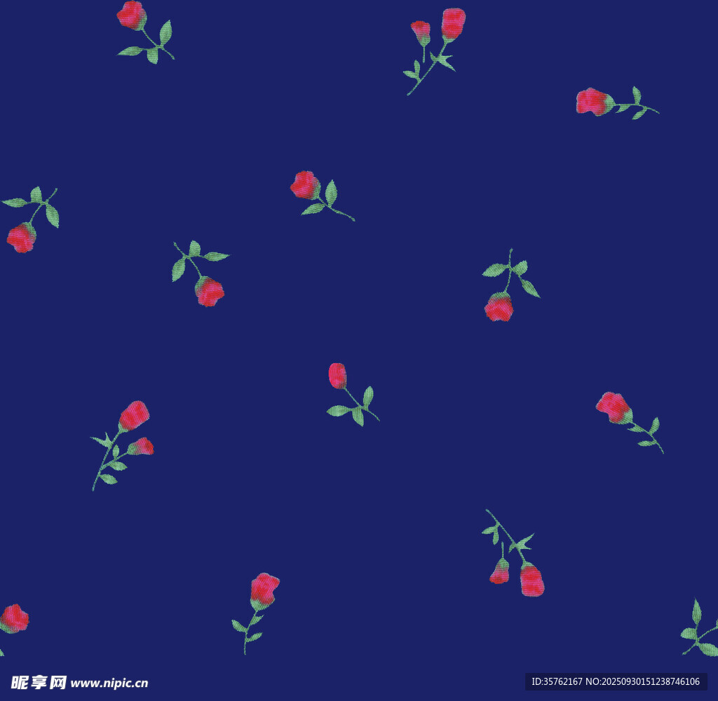 深蓝色底小碎花图案