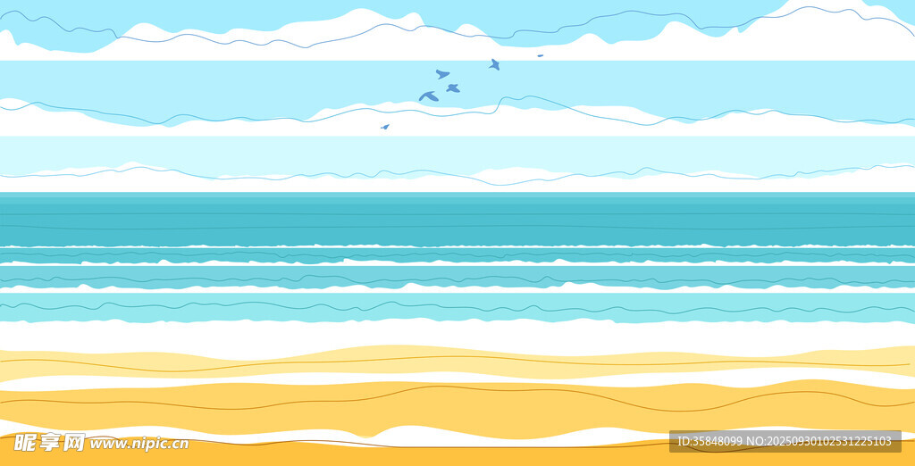 海滩海浪插图