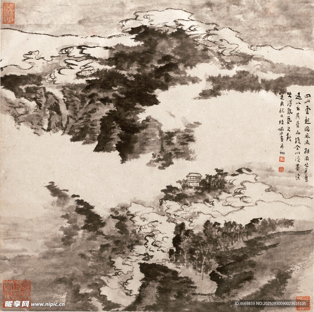 水墨山水国画艺术作品
