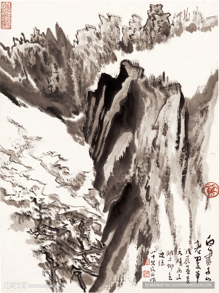水墨山水国画作品