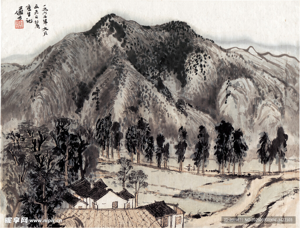 水墨山水山居图景