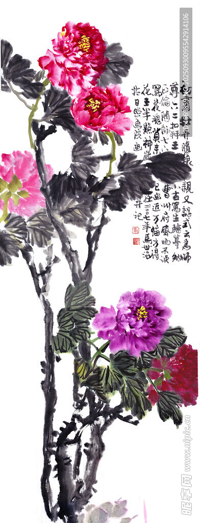 水墨牡丹图