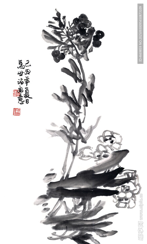 水墨荷花图