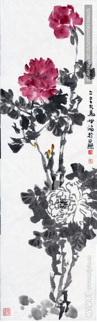 水墨牡丹图