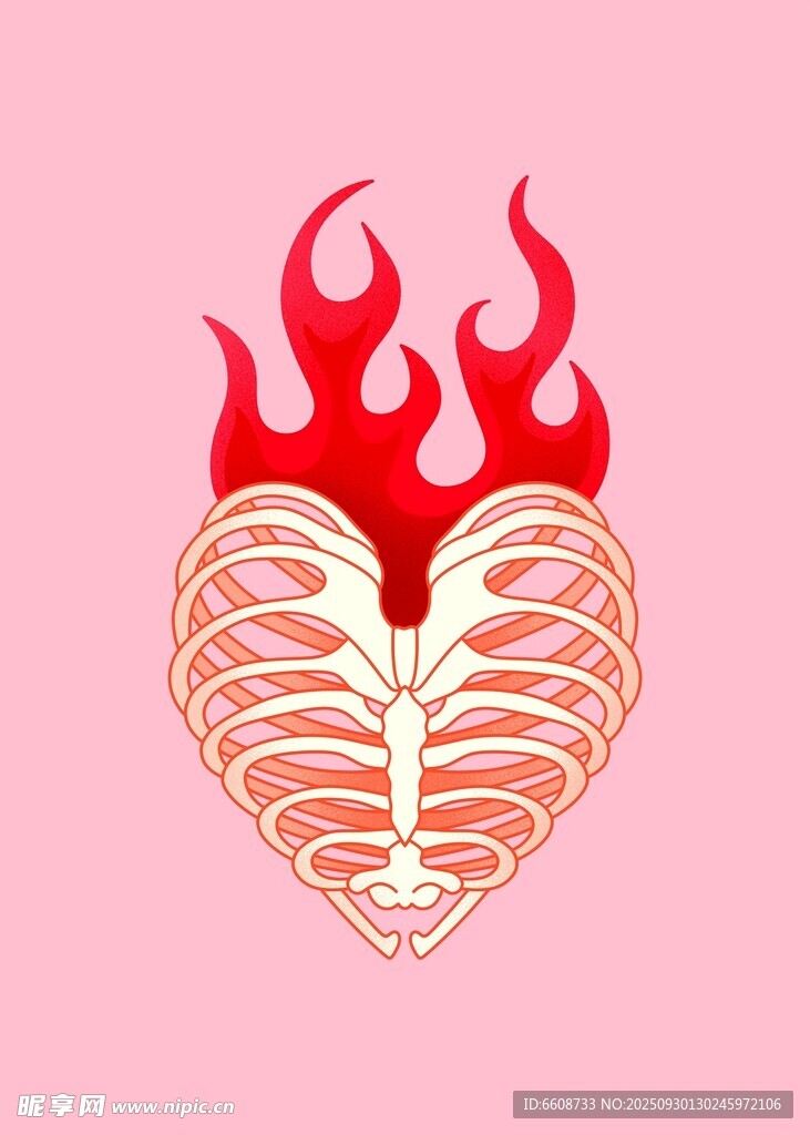 火焰心形肋骨图案设计